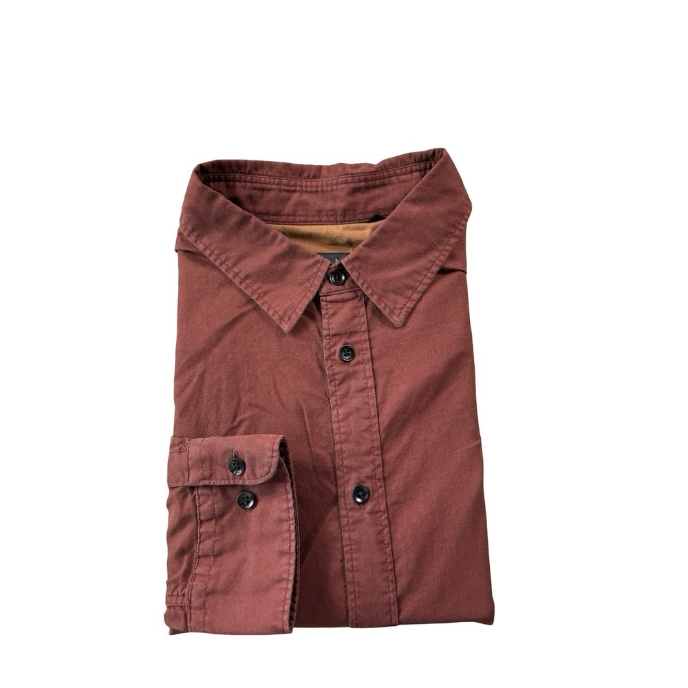 Rag & Bone Deep Orange Cotton Metal Button Long Sleeve Mens Shirt XL